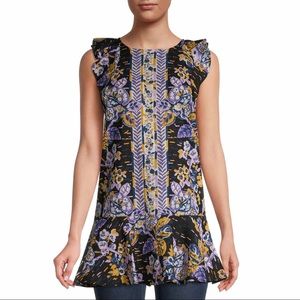 Free People Summer in Tulum Flutter Sleeve Tunic Top